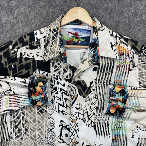 Robert Graham Other - Robert Graham Shirt Men's Large Grass Skirt Surfing Devil Flip Cuff Abstract
